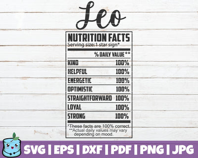 Leo Nutrition Facts SVG MintyMarshmallows 