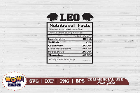 Leo Nutritional Facts Svg , Zodiac sign svg, Nutrition, Zodiac svg SVG Wowsvgstudio 