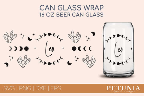 Leo Zodiac Can Glass Wrap SVG | Beer Can Glass Wrap SVG SVG Petunia Digital Design 