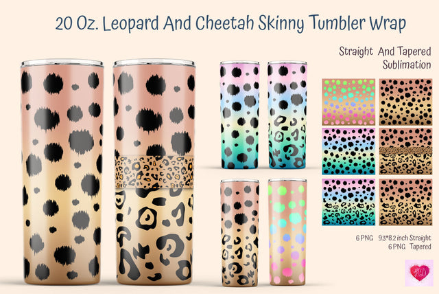 Leopard And Cheetah Sublimation Tumbler. Animal Tumbler Wrap PNG Sublimation Kseniia designer 