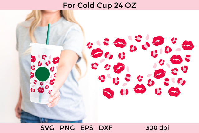 Leopard and Lips Starbucks Cold Cup Wrap SVG. Venti Cups SVG Olga Terlyanskaya 