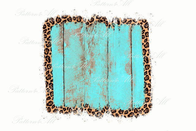 Leopard and Turquoise Frame, Backsplash , scrapbooking, Background, 1 PNG file, Sublimation ArtStudio 