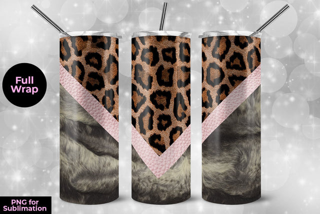 Leopard & Animal Fur 20oz Skinny Tumbler Wrap Template Sublimation Sublimatiz Designs 