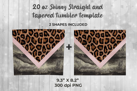 Leopard & Animal Fur 20oz Skinny Tumbler Wrap Template Sublimation Sublimatiz Designs 