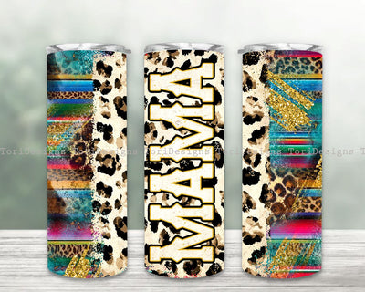 Leopard Aztec Mama Tumbler Png, 20oz Skinny Tumbler, Mom Tumbler Png, Western Tumbler Sublimation ToriDesigns 