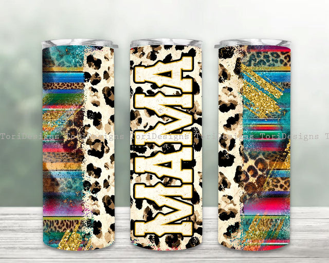 Leopard Aztec Mama Tumbler Png, 20oz Skinny Tumbler, Mom Tumbler Png, Western Tumbler Sublimation ToriDesigns 
