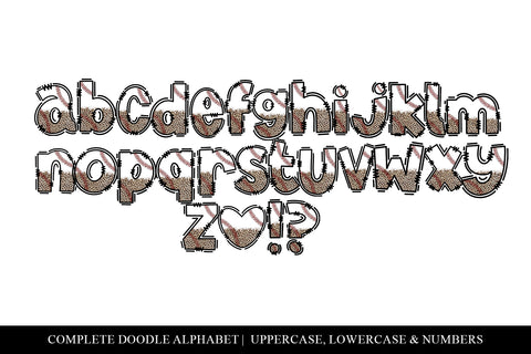 Leopard Baseball Doodle Letters, Baseball Sports Alphabet Sublimation BijouBay 