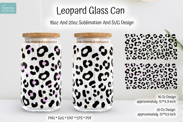 Leopard Beer Glass Can Full Wrap SVG. Seamless Animal Print SVG Kseniia designer 