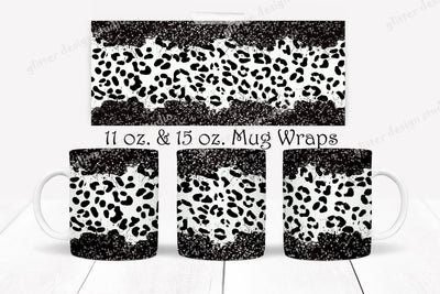 Leopard Blush Coffee Mug Sublimation Template,Leopard Glitter Full Mug Wrap Background Png, 11 oz. and 15 oz. Mug Sublimation Full Wrap PNG Digital Pattern ArtStudio 