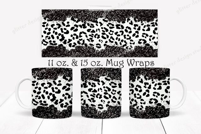 Leopard Blush Coffee Mug Sublimation Template,Leopard Glitter Full Mug Wrap Background Png, 11 oz. and 15 oz. Mug Sublimation Full Wrap PNG Digital Pattern ArtStudio 