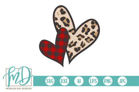 Leopard Buffalo Plaid Valentine Heart SVG Morgan Day Designs 