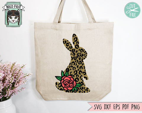 Leopard Bunny SVG File, Easter SVG File, Leopard Rabbit Floral Cut File, Bunny Flowers SVG, Spring SVG SVG Wild Pilot 