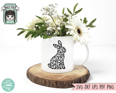 Leopard Bunny SVG File, Easter SVG File, Leopard Rabbit Floral Cut File, Bunny Flowers SVG, Spring SVG SVG Wild Pilot 