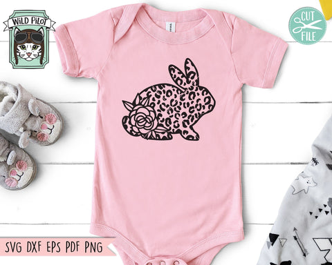 Leopard Bunny SVG File, Easter SVG File, Leopard Rabbit Floral Cut File, Bunny Flowers SVG, Spring SVG SVG Wild Pilot 