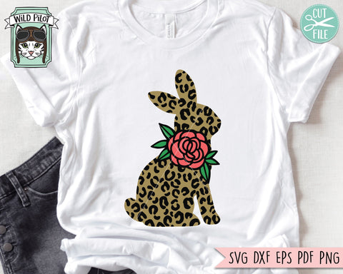 Leopard Bunny SVG File, Easter SVG File, Leopard Rabbit Floral Cut File, Bunny Flowers SVG, Spring SVG SVG Wild Pilot 