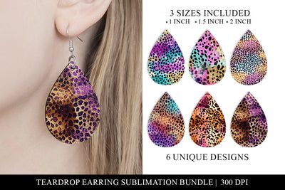 Leopard Cheetah Print Teardrop Earring Sublimation Bundle Sublimation BijouBay 