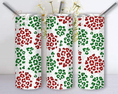 Leopard Christmas 20oz Skinny Sublimation Designs, Leopard Christmas Tumbler PNG Sublimation PixelChick 
