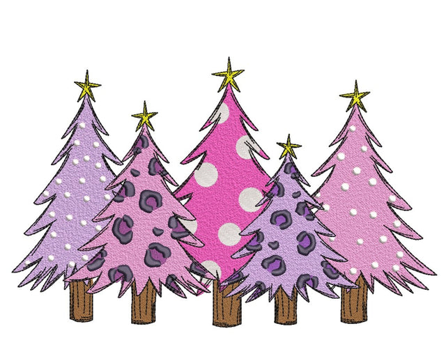 Leopard Christmas tree Embroidery Design, Pink Christmas tree embroidery file, Xmas tree embroidery, 4 sizes, Instant download Embroidery/Applique DESIGNS Nino Nadaraia 
