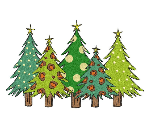 Leopard Christmas trees Embroidery Design, Xmas tree embroidery, 4 sizes, Instant download Embroidery/Applique DESIGNS Nino Nadaraia 