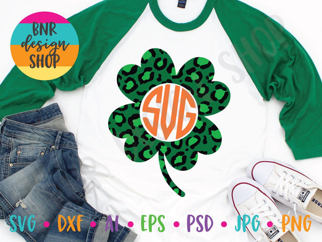 Leopard Clover Monogram Frame SVG SVG BNRDesignShop 