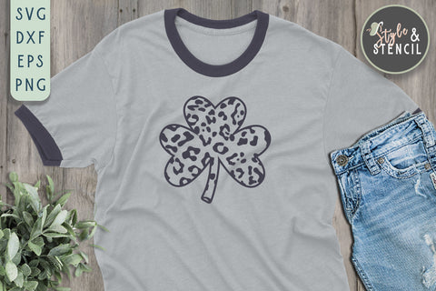 Leopard Clover SVG - St Patricks Day - Shamrock SVG Style and Stencil 