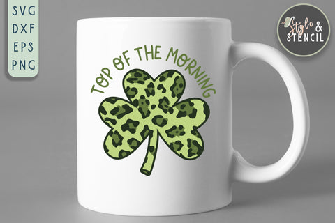 Leopard Clover SVG - St Patricks Day - Shamrock SVG Style and Stencil 