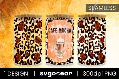 Leopard Coffee Can Glass | PNG | 16 Oz Libbey Glass Sublimation SvgOcean 