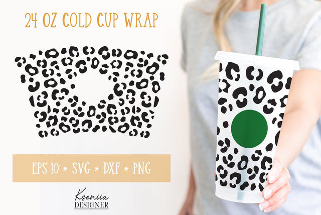 Leopard Cold Cup Full Wrap SVG. Venti Cold Cup Wrap SVG SVG Kseniia designer 