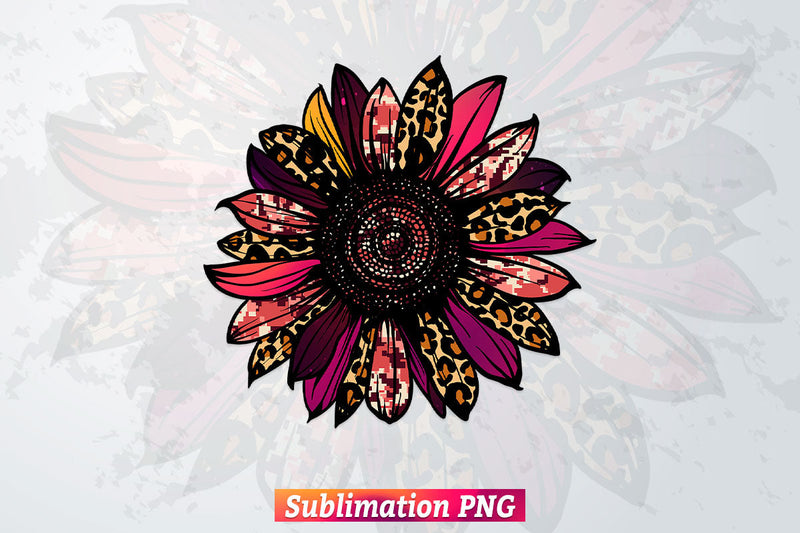 Leopard Colorful Bright Sunflower T shirt Design Png Sublimation Printable Files Sublimation DesignDestine 
