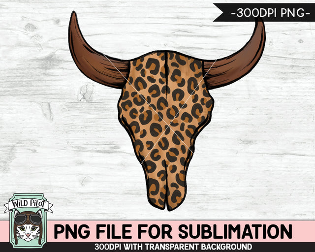 Leopard Cow Skull SUBLIMATION design PNG, Leopard Cow Skull png file, Cow Skull Leopard sublimation designs, boho png, illustration, instant download Sublimation Wild Pilot 