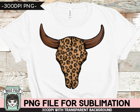 Leopard Cow Skull SUBLIMATION design PNG, Leopard Cow Skull png file, Cow Skull Leopard sublimation designs, boho png, illustration, instant download Sublimation Wild Pilot 