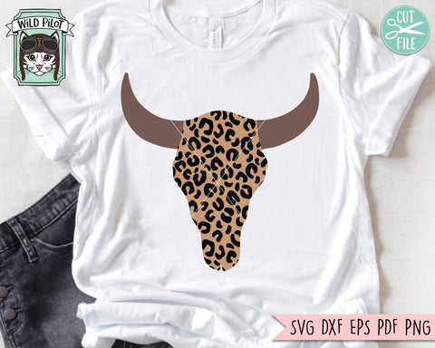 Leopard Cow Skull SVG, Cow Skull SVG File, Leopard Cow Skull Cut File, Bull SVG, Native American Indian SVG, Tribal SVG, Southwest SVG, Boho SVG, Skull SVG SVG Wild Pilot 