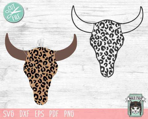 Leopard Cow Skull SVG, Cow Skull SVG File, Leopard Cow Skull Cut File, Bull SVG, Native American Indian SVG, Tribal SVG, Southwest SVG, Boho SVG, Skull SVG SVG Wild Pilot 