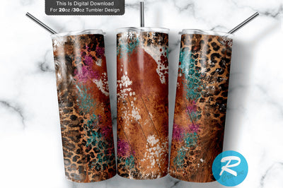 Leopard Cowhide Glitter 20 oz / 30 oz Tumbler PNG Sublimation Regulrcrative 
