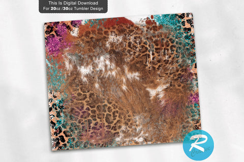 Leopard Cowhide Glitter Rustic 20 oz / 30 oz Tumbler PNG Sublimation Regulrcrative 