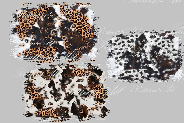 Leopard Cowhide Sublimation Background, Shabby Distressed, Rustic Cow Spots Graphic Design Png,Country print texture 3D Paper ArtStudio 