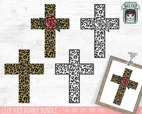 Leopard Cross SVG, Religious SVG, Easter SVG File, Floral Leopard Cross SVG, Leopard Cross With Flowers Cut File, Cross Cut File SVG Wild Pilot 