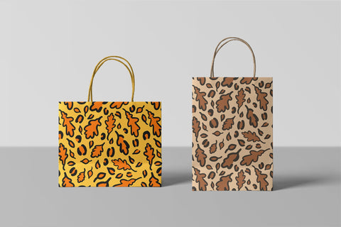 Leopard digital paper. Fall maple leaves leopard print. Digital Pattern LaBelezoka 