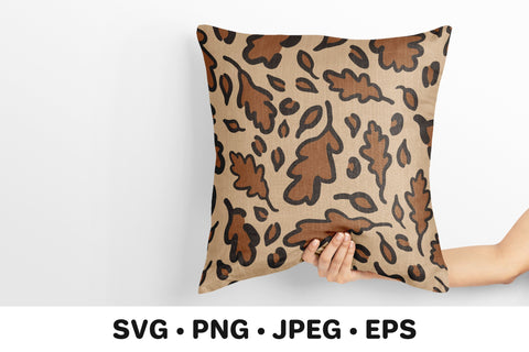 Leopard digital paper. Fall oak leaves leopard print. Digital Pattern LaBelezoka 