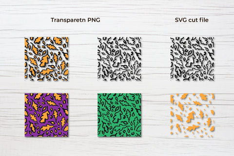 Leopard digital paper. Fall oak leaves leopard print. Digital Pattern LaBelezoka 