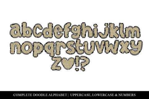 Leopard Doodle Letters, White & Gold Sublimation Alpha Sublimation BijouBay 