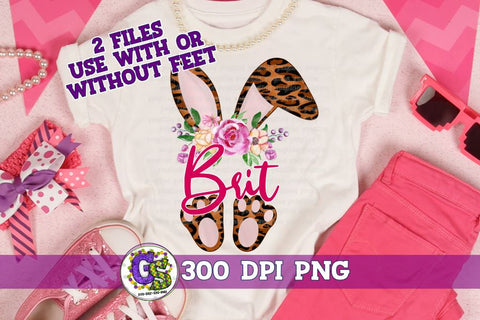 Leopard Easter Bunny Ears and Feet PNG for Sublimation Sublimation Greedy Stitches 
