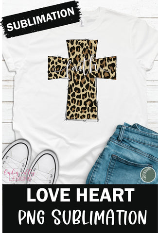 Leopard Faith Cross Sublimation- Christian Sublimation PNG Sublimation Linden Valley Designs 