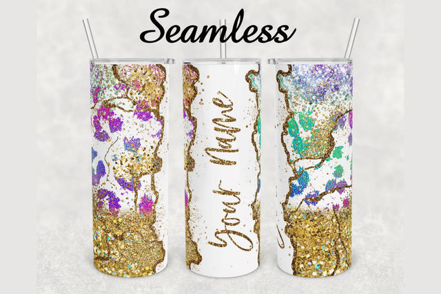 Leopard Faux Gold Glitter Marble Tumbler sublimation design 20 oz skinny tumbler wrap Sublimation BambinaCreations 