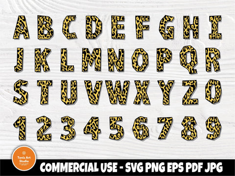 Leopard Font SVG, Alphabet Letters and Numbers Svg SVG TonisArtStudio 