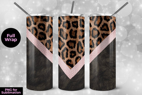 Leopard & Fur 20oz Skinny Tumbler Wrap Template for Sublimation Sublimation Sublimatiz Designs 