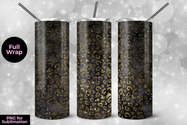 Leopard Glitter & Marble 20oz Skinny Tumbler Wrap Template for Sublimation Sublimation Sublimatiz Designs 