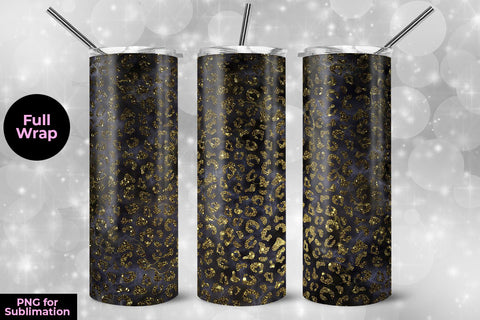 Leopard Glitter & Marble 20oz Skinny Tumbler Wrap Template for Sublimation Sublimation Sublimatiz Designs 