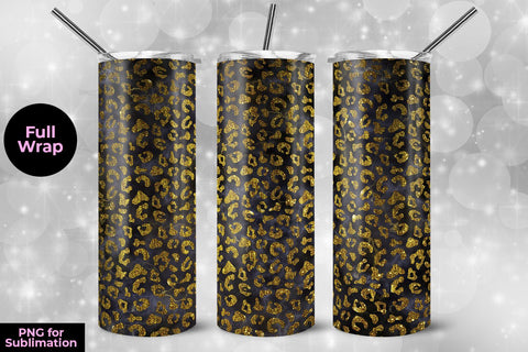 Leopard Glitter & Marble 20oz Skinny Tumbler Wrap Template for Sublimation Sublimation Sublimatiz Designs 