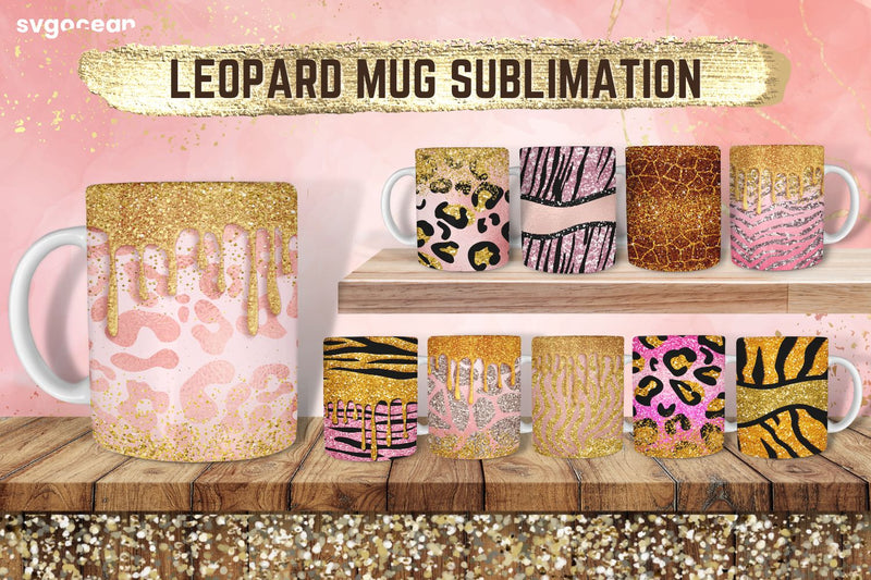 Leopard Glitter Mug Sublimation | PNG Bundle | Mug Wrap Sublimation SvgOcean 